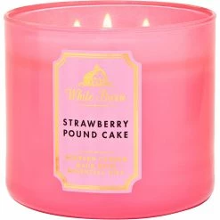 New ???? Bath & Body Works White Barn 3 Wick Candle Strawberry Poundcake ⌛