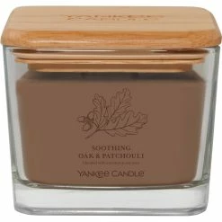 New ❤️ Yankee Candle Soothing Oak And Patchouli Medium Well Living 3 Wick Square Candle ????