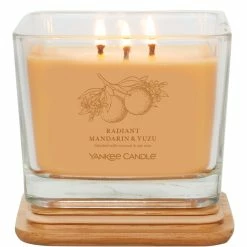 Alternative view of Buy ⭐ Yankee Candle Radiant Mandarin And Yuzu Medium Well Living 3 Wick Square Candle ✔️