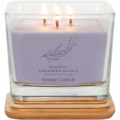 Alternative view of Buy ✔️ Yankee Candle Well Living Medium Peaceful Lavender & Sea Salt 3 Wick Square Candle ✔️