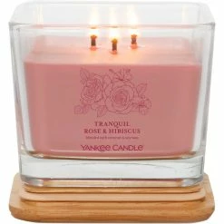 Alternative view of Cheap ???? Yankee Candle Tranquil Rose And Hibiscus Medium Well Living 3 Wick Square Candle ????