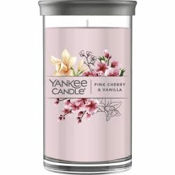 Best Sale ❤️ Yankee Candle Pink Cherry Vanilla Signature Medium Pillar Candle ⭐