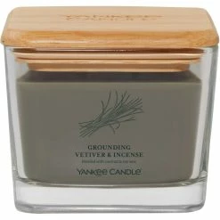 New ???? Yankee Candle Grounding Vetiver And Incense Medium Well Living 3 Wick Square Candle ????