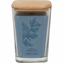 Outlet ???? Yankee Candle Large Well Living Mindful Cypress & Sage 2 Wick Square Candle ????