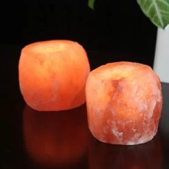 Alternative view of Discount ⌛ Himalayan Glow Natural Salt Candle Holder 2 Pc. Set ❤️