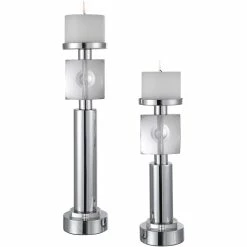New ???? Uttermost Kyrie Nickel Candleholders Set Of F2 ????